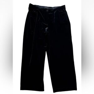 Chico's Black Velvet Stretch Knit Wide Leg Zip Pants XL / 3 Whimsigoth Granny